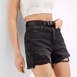 𝅺new American Eagle Black Highest Rise Mom Shorts Waist Size 26 Distressed